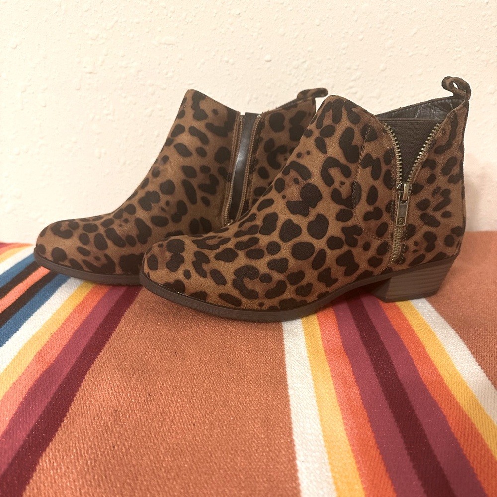 Leopard Print Faux suede Ankle Booties